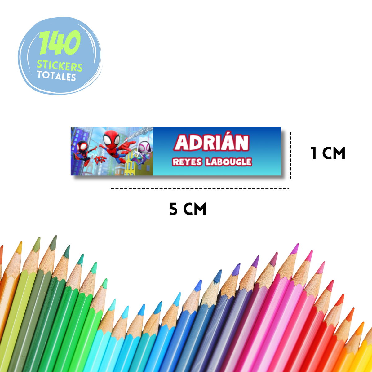 Spidey y Amigos, etiqueta escolar personalizada - Kuppani