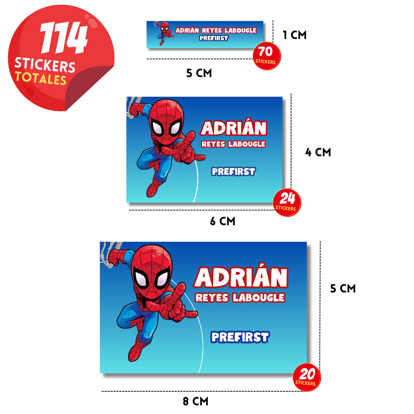 Spidey Etiquetas Escolares Personalizadas Libretas, Libros y Lápices