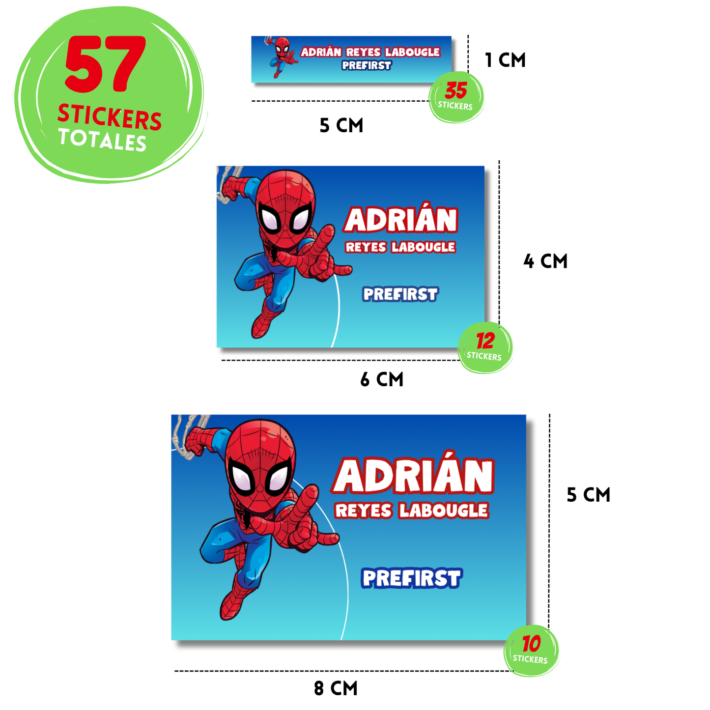 Spidey Etiquetas Escolares Personalizadas Libretas, Libros y Lápices