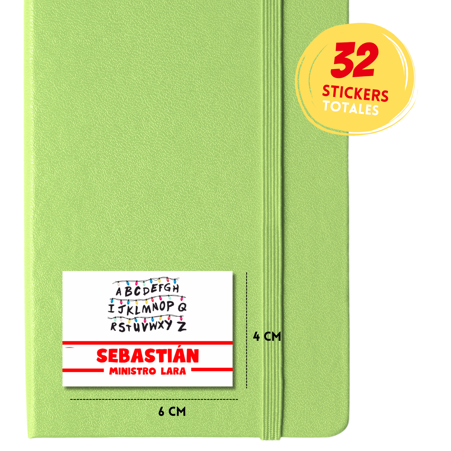 Stranger Things Luces Etiquetas Escolares Personalizadas Libretas, Libros y Lápices