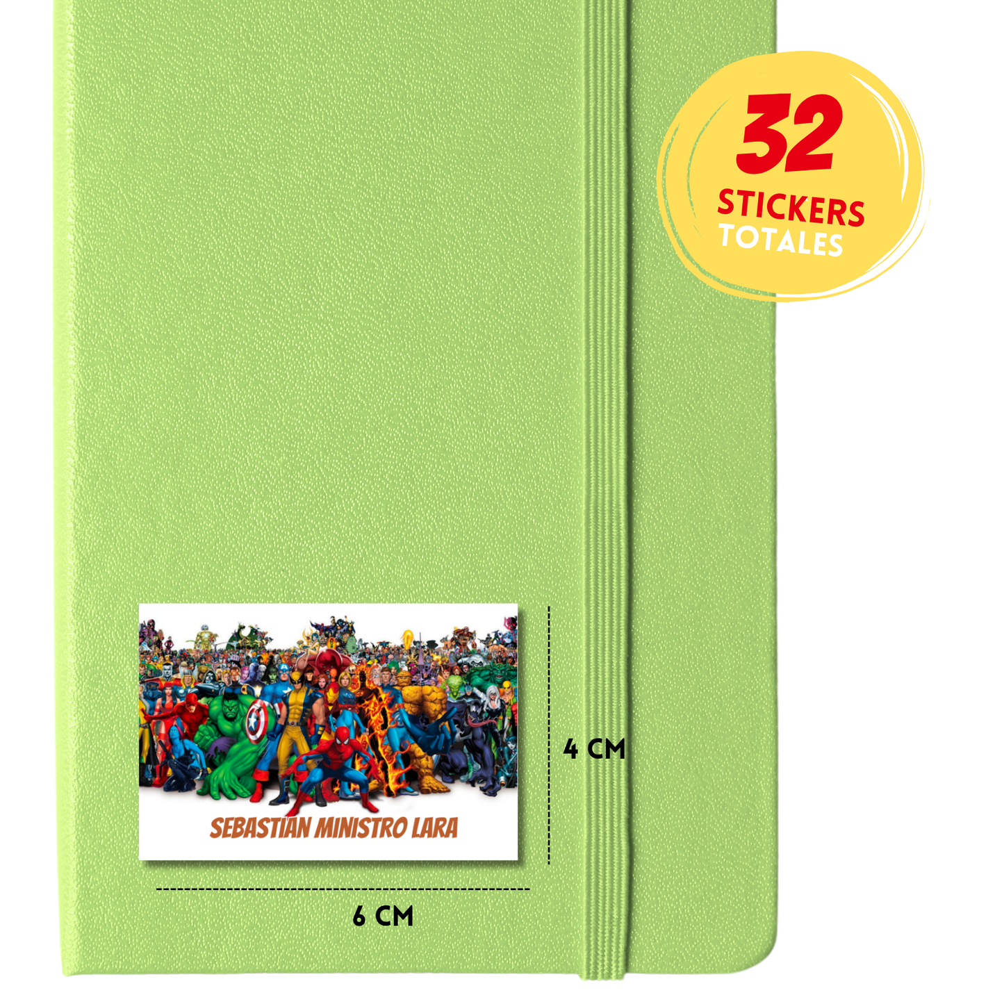 Superhéroes Etiquetas Escolares Personalizadas Libretas, Libros y Lápices