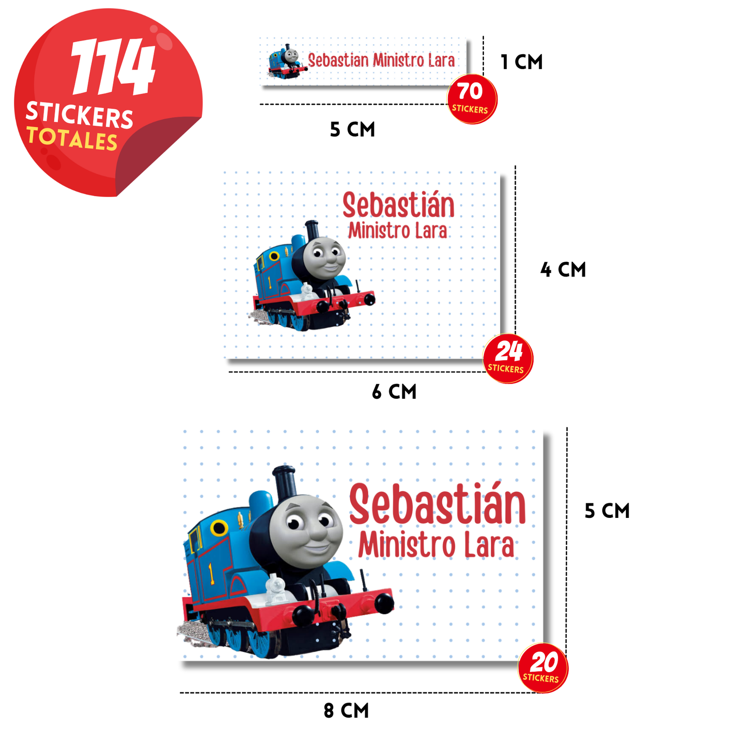 Thomas Train Con Puntos Etiquetas Escolares Personalizadas Libretas, Libros y Lápices