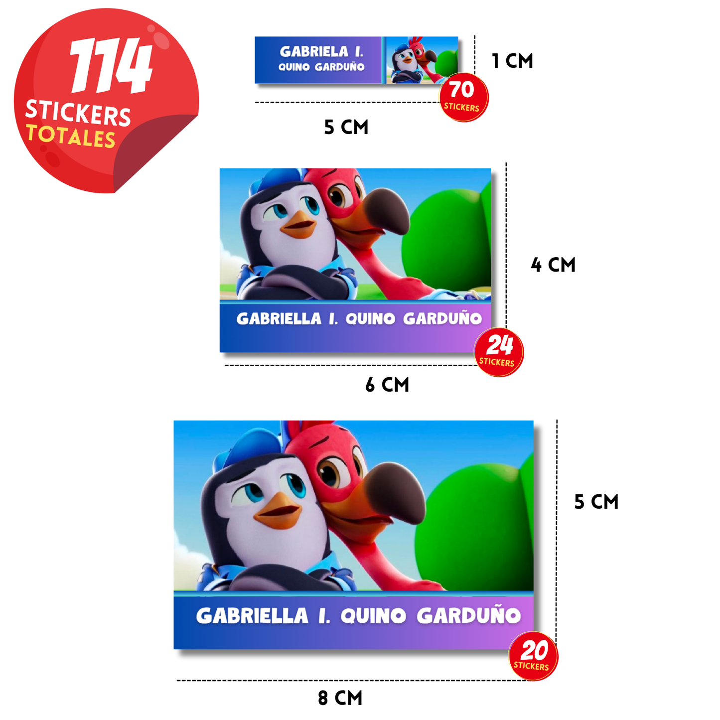 Tots Pip y Freddy Etiquetas Escolares Personalizadas Libretas, Libros y Lápices