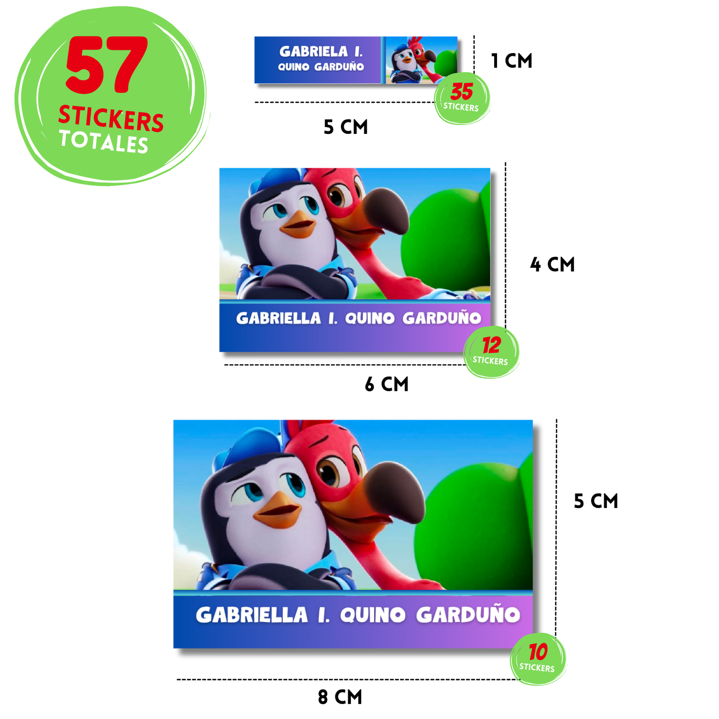 Tots Pip y Freddy Etiquetas Escolares Personalizadas Libretas, Libros y Lápices