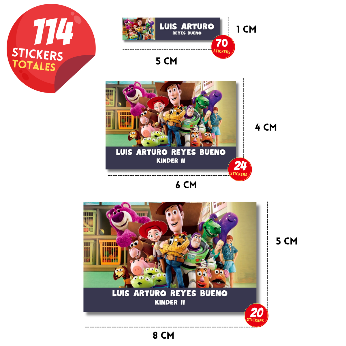 Toy Story 3, etiqueta escolar personalizada - Kuppani