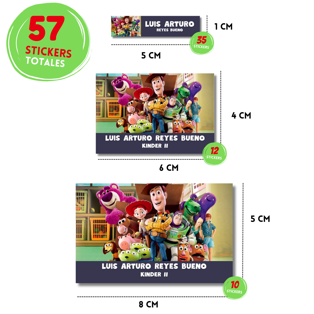 Toy Story 3, etiqueta escolar personalizada - Kuppani