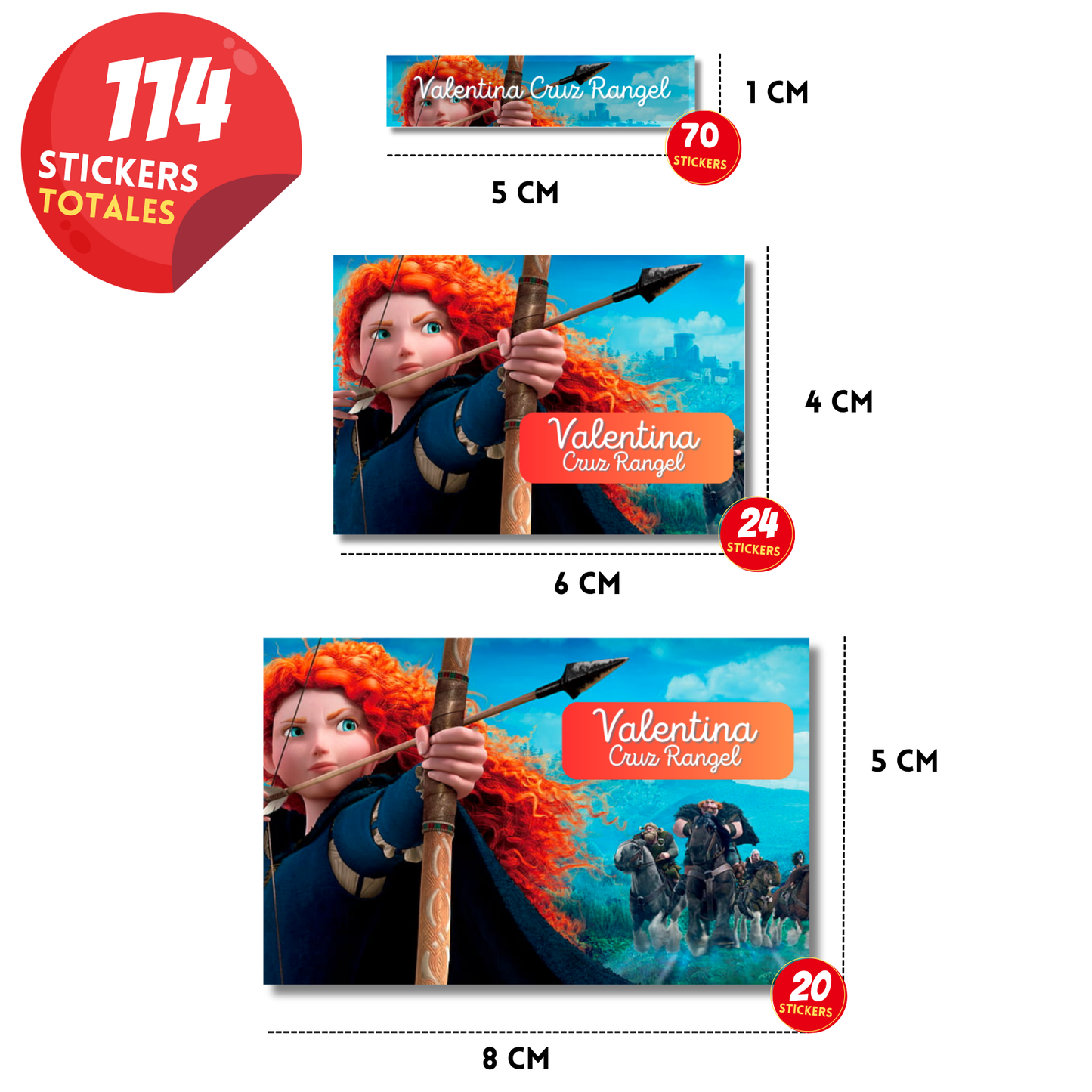 Valiente & Rey Fergus Etiquetas Escolares Personalizadas Libretas, Libros y Lápices