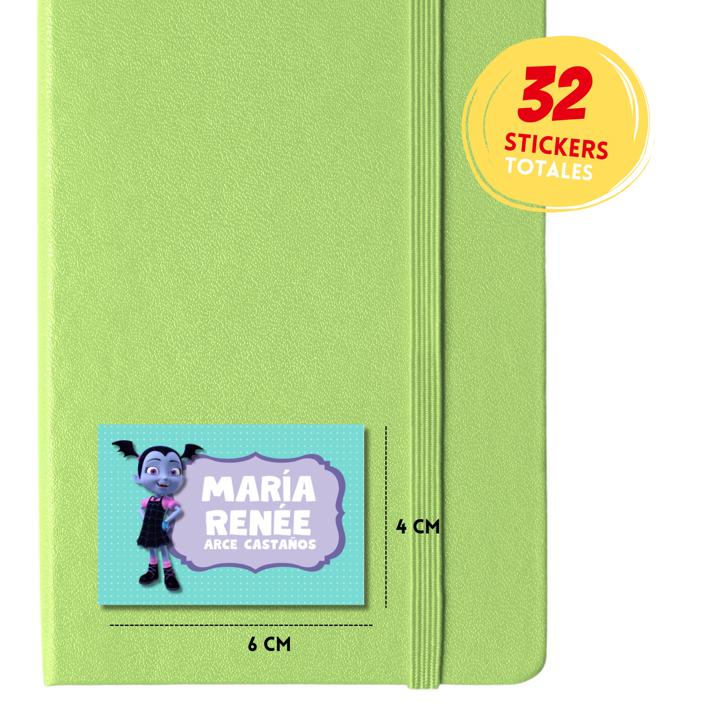 Vampirina Etiquetas Escolares Personalizadas Libretas, Libros y Lápices