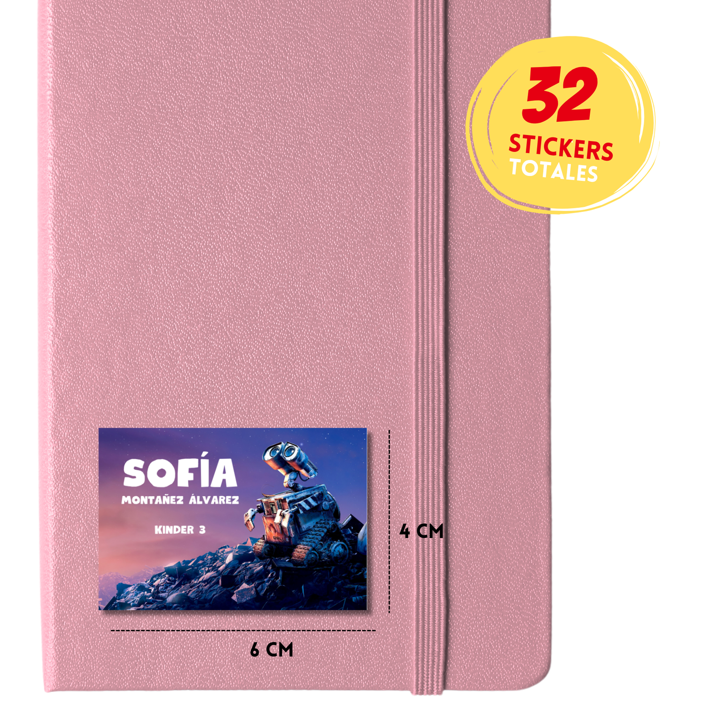 Wall-E Etiquetas Escolares Personalizadas Libretas, Libros y Lápices