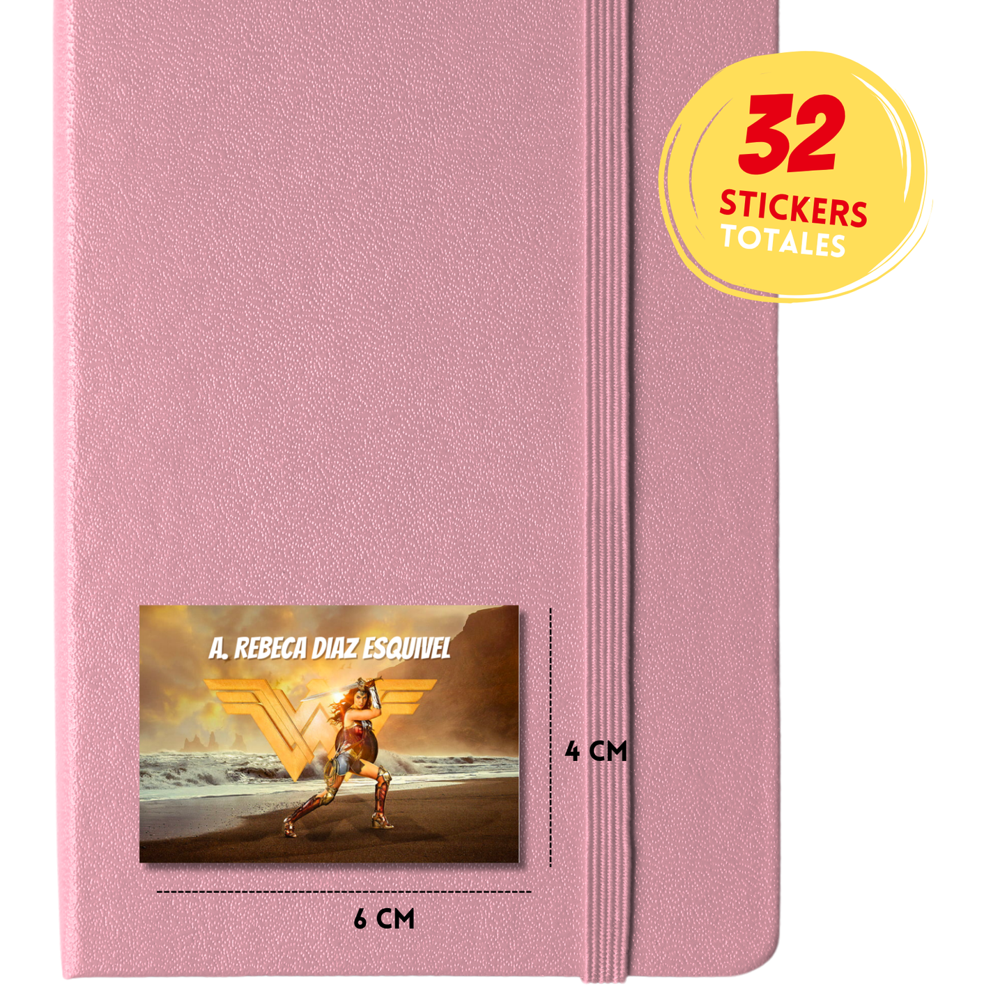 Wonder Woman Etiquetas Escolares Personalizadas Libretas, Libros y Lápices