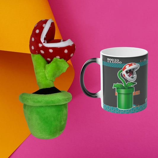 Mario Bros Piranha Loving Plush Gift Kit + Personalized Magic Mug